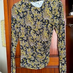 Paisley Long Sleeve Top - Black and Yellow